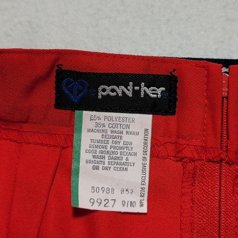 VTG Panther Skirt Red Midi Women's Size 09 / 10 Made in USA with Belt - Picture 7 of 11